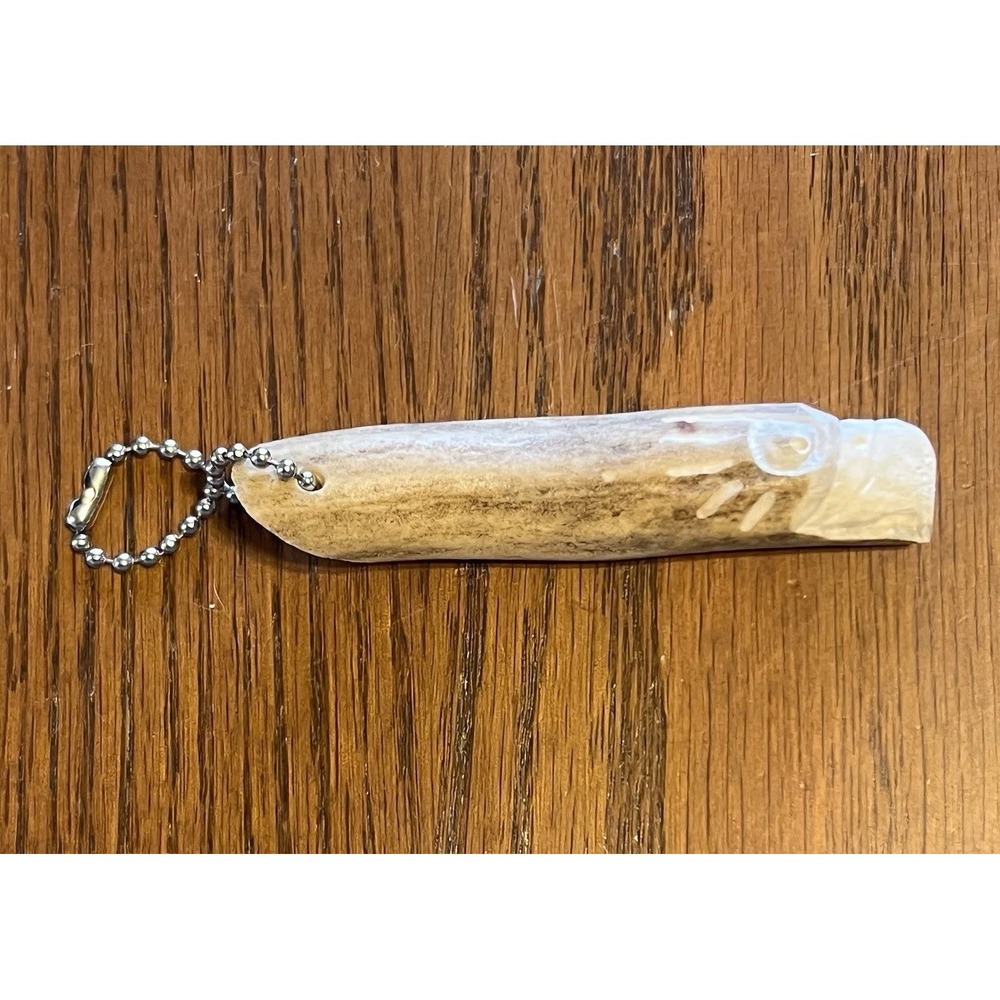 Carved Deer Antler Keychain Eagle Design Handmade Rustic Hunting Gift Art 3in